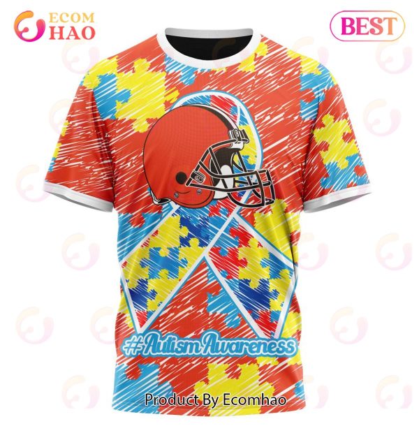 NFL Cleveland Browns Special Autism Awareness Design 3D Hoodie