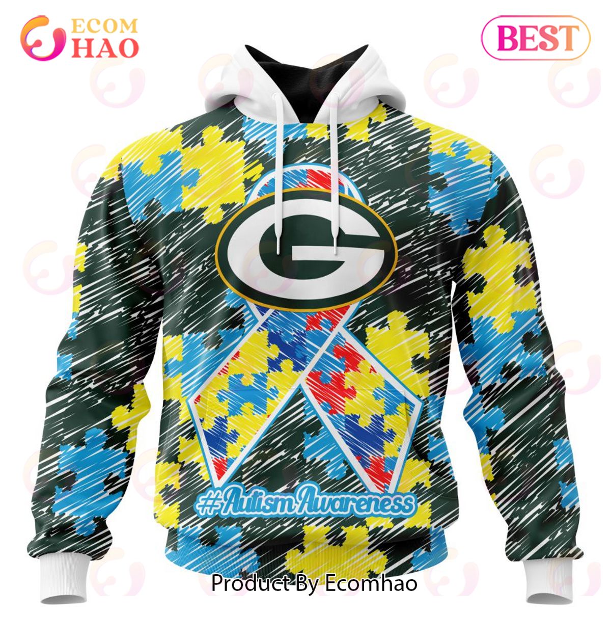NFL Green Bay Packers Special Autism Awareness Design 3D Hoodie