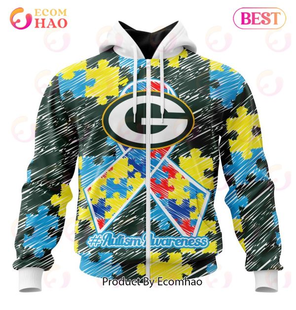 NFL Green Bay Packers Special Autism Awareness Design 3D Hoodie