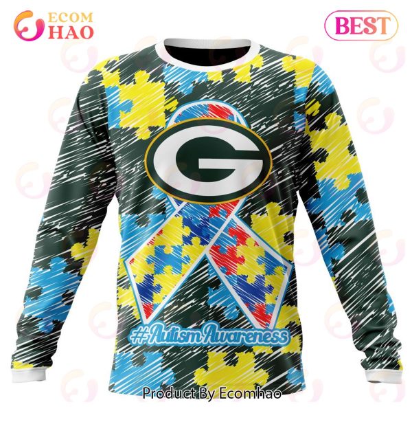 NFL Green Bay Packers Special Autism Awareness Design 3D Hoodie