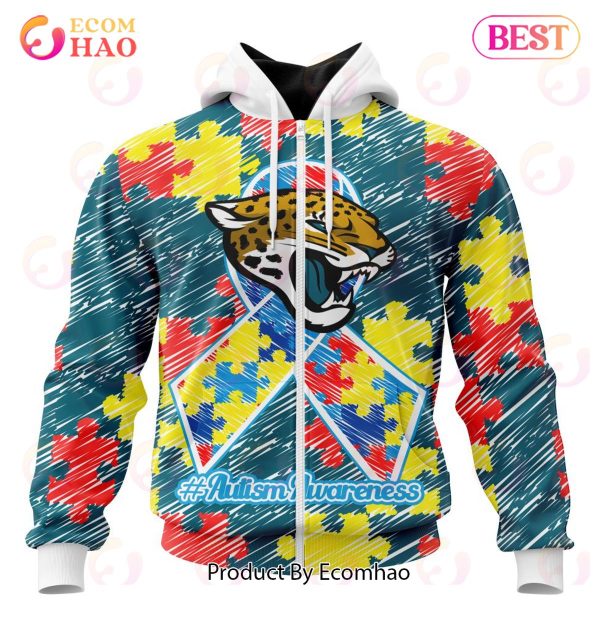 NFL Jacksonville Jaguars Special Autism Awareness Design 3D Hoodie