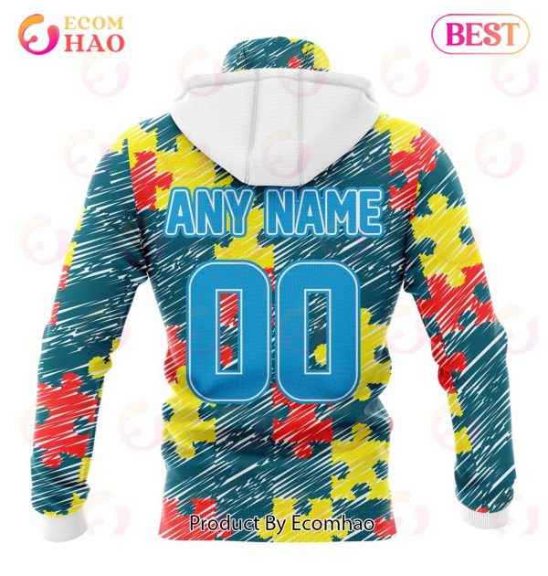 NFL Jacksonville Jaguars Special Autism Awareness Design 3D Hoodie
