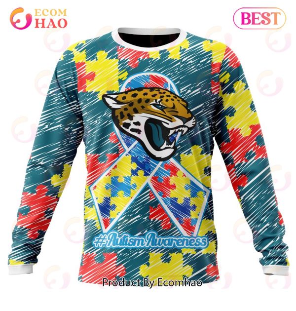 NFL Jacksonville Jaguars Special Autism Awareness Design 3D Hoodie