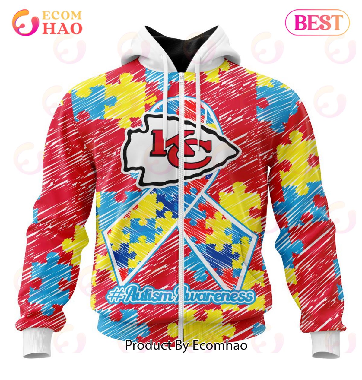 NFL Kansas City Chiefs Special Autism Awareness Design 3D Hoodie