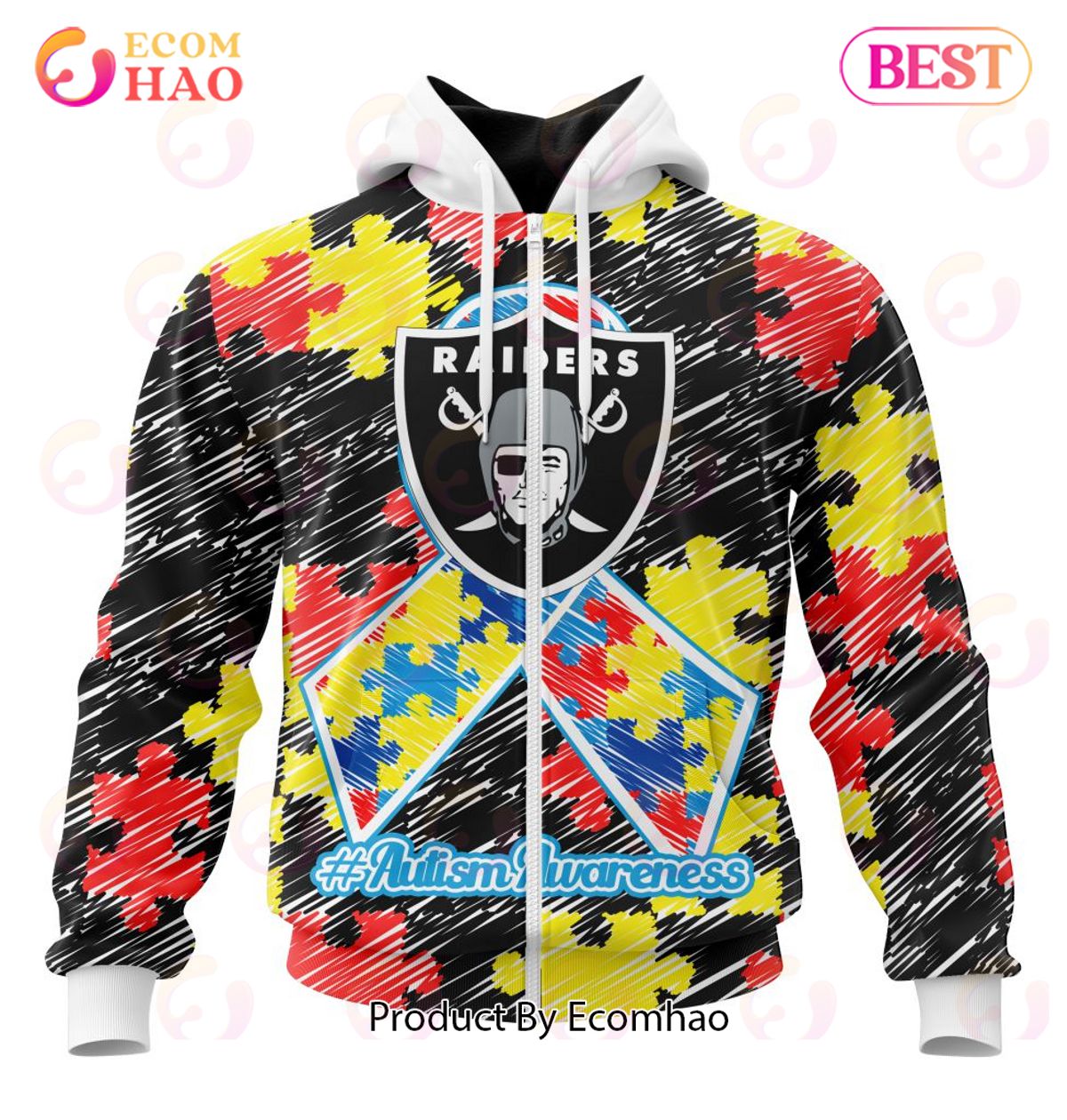 NFL Las Vegas Raiders Special Autism Awareness Design 3D Hoodie