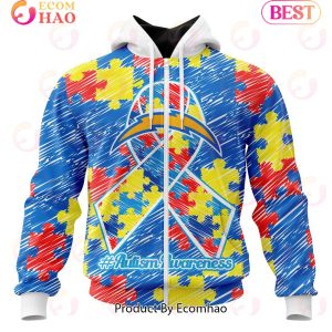 NFL Los Angeles Chargers Special Autism Awareness Design 3D Hoodie