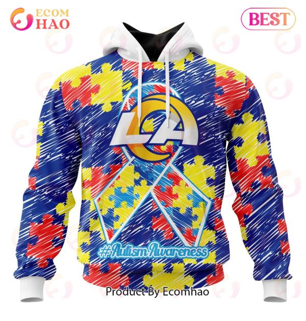 NFL Los Angeles Rams Special Autism Awareness Design 3D Hoodie