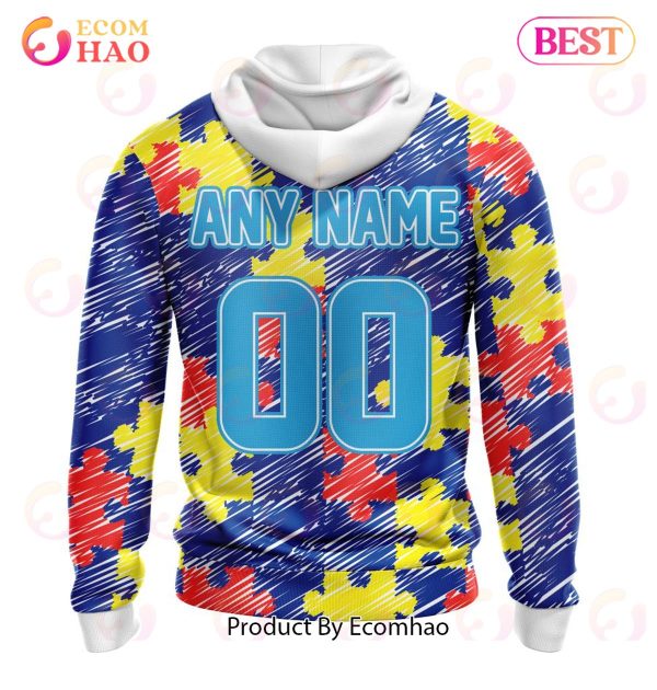 NFL Los Angeles Rams Special Autism Awareness Design 3D Hoodie