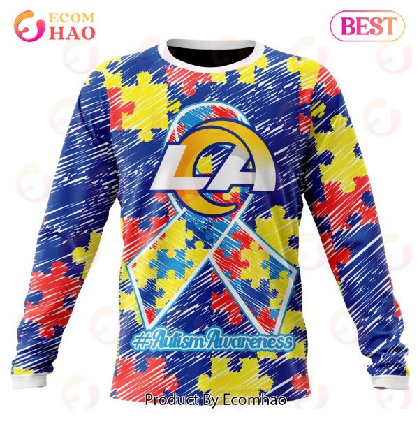 NFL Los Angeles Rams Special Autism Awareness Design 3D Hoodie