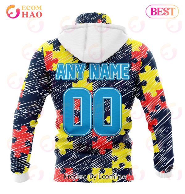 NFL New England Patriots Special Autism Awareness Design 3D Hoodie
