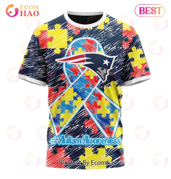 NFL New England Patriots Special Autism Awareness Design 3D Hoodie