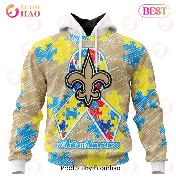 NFL New Orleans Saints Special Autism Awareness Design 3D Hoodie
