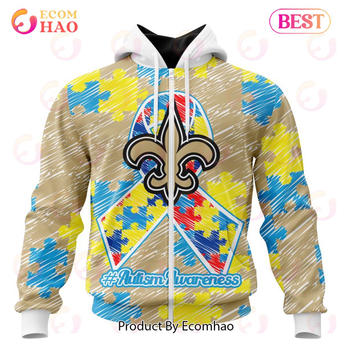 NFL New Orleans Saints Special Autism Awareness Design 3D Hoodie