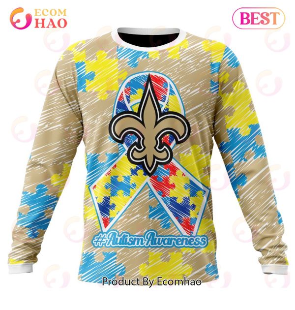 NFL New Orleans Saints Special Autism Awareness Design 3D Hoodie