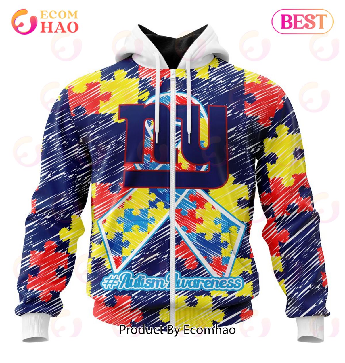 NFL New York Giants Special Autism Awareness Design 3D Hoodie