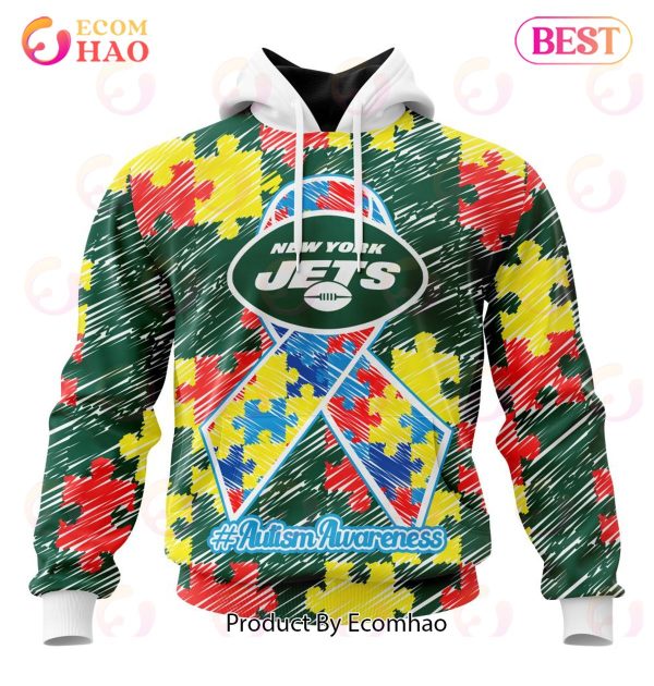 NFL New York Jets Special Autism Awareness Design 3D Hoodie