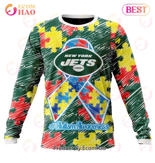 NFL New York Jets Special Autism Awareness Design 3D Hoodie