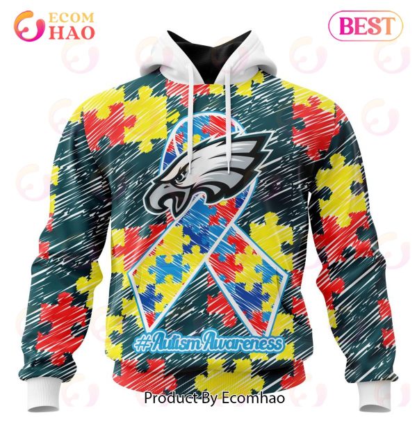 NFL Philadelphia Eagles Special Autism Awareness Design 3D Hoodie
