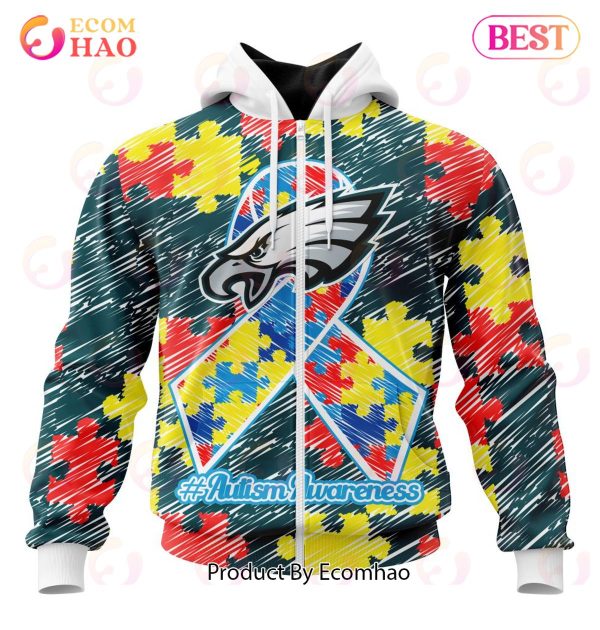 NFL Philadelphia Eagles Special Autism Awareness Design 3D Hoodie