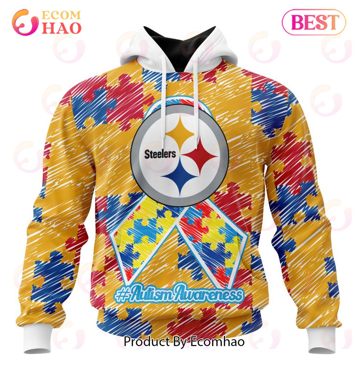 NFL Pittsburgh Steelers Special Autism Awareness Design 3D Hoodie