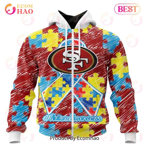NFL San Francisco 49ers Special Autism Awareness Design 3D Hoodie