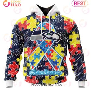 NFL Seattle Seahawks Special Autism Awareness Design 3D Hoodie