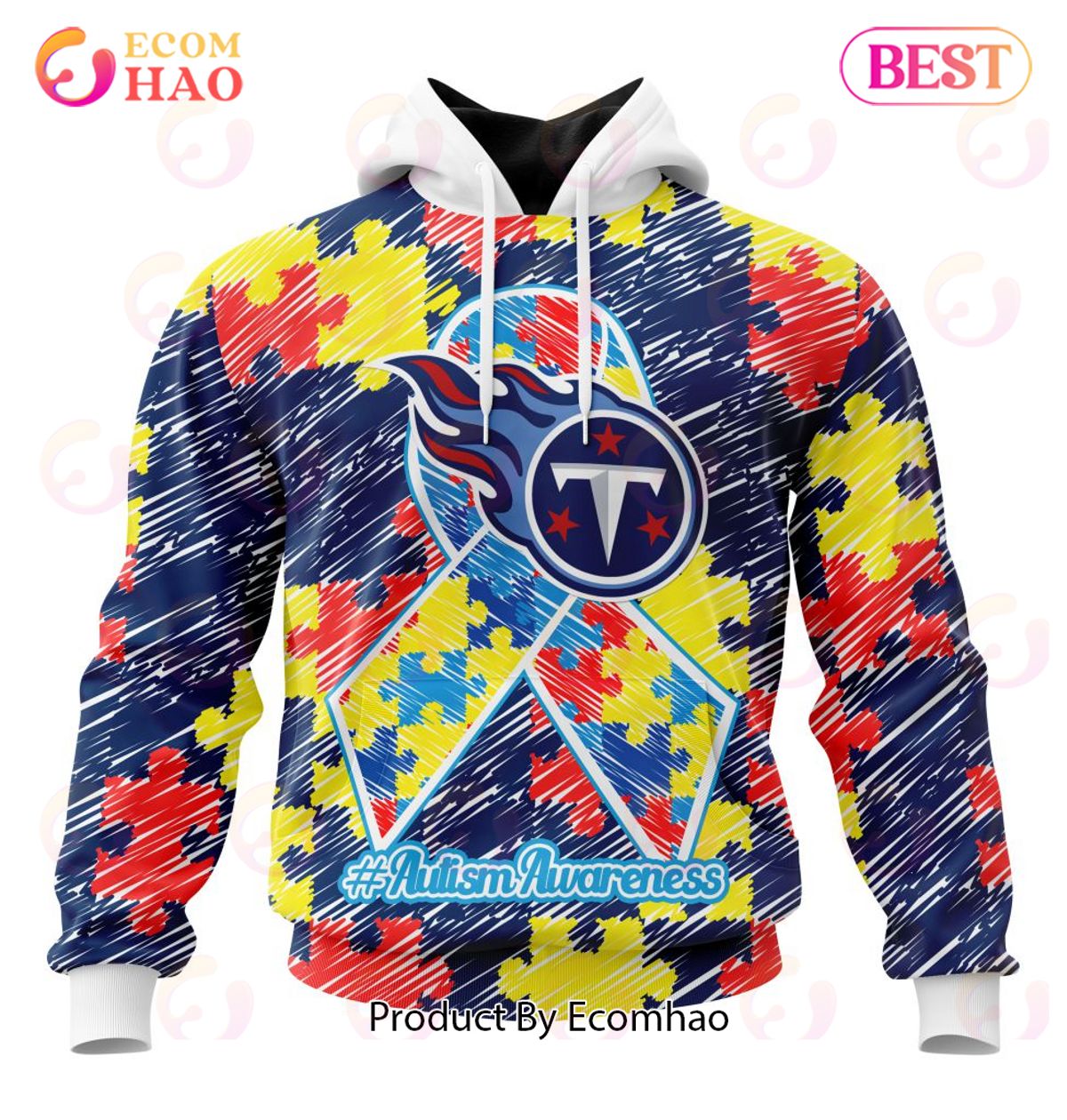 NFL Tennessee Titans Special Autism Awareness Design 3D Hoodie