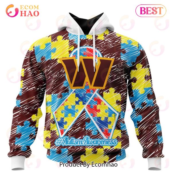 NFL Washington Commanders Special Autism Awareness Design 3D Hoodie