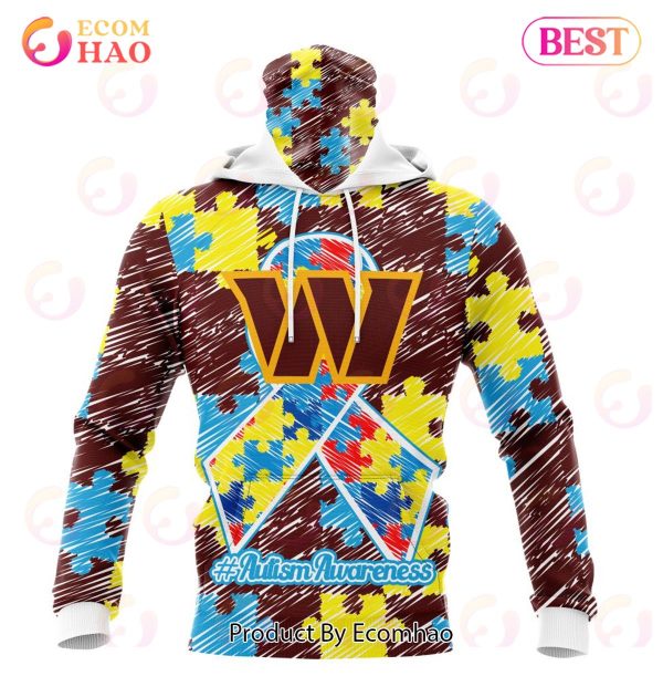 NFL Washington Commanders Special Autism Awareness Design 3D Hoodie