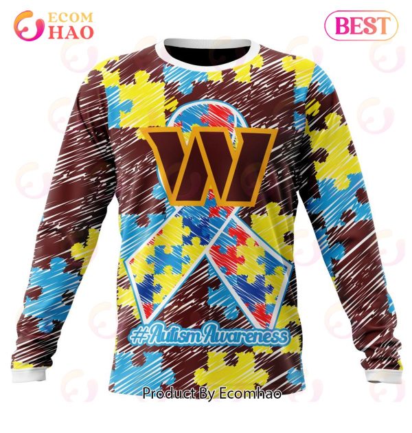 NFL Washington Commanders Special Autism Awareness Design 3D Hoodie