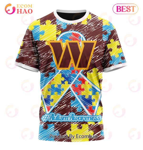 NFL Washington Commanders Special Autism Awareness Design 3D Hoodie