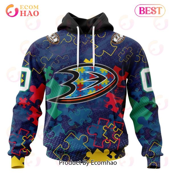 NHL Anaheim Ducks Specialized Fearless Aganst Autism 3D Hoodie