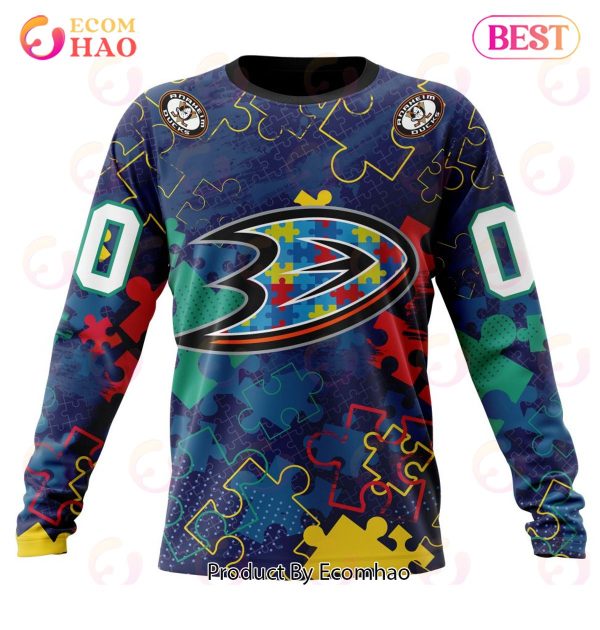 NHL Anaheim Ducks Specialized Fearless Aganst Autism 3D Hoodie
