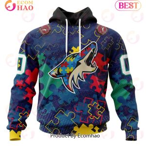 NHL Arizona Coyotes Specialized Fearless Aganst Autism 3D Hoodie