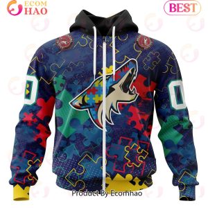 NHL Arizona Coyotes Specialized Fearless Aganst Autism 3D Hoodie