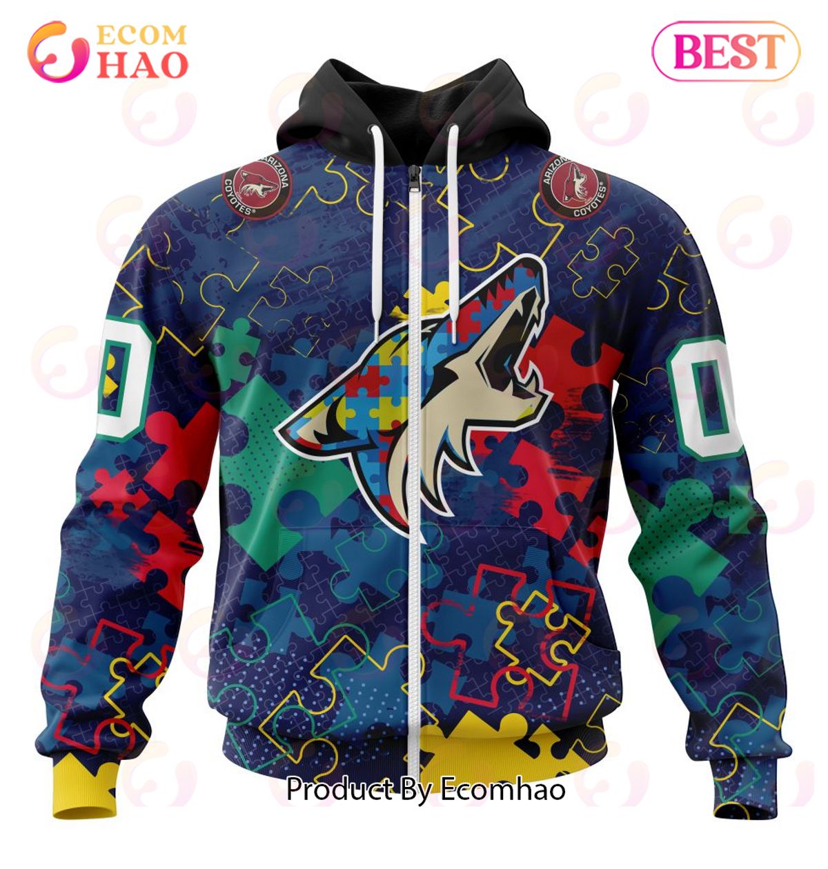 NHL Arizona Coyotes Specialized Fearless Aganst Autism 3D Hoodie