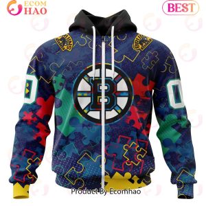 NHL Boston Bruins Specialized Fearless Aganst Autism 3D Hoodie