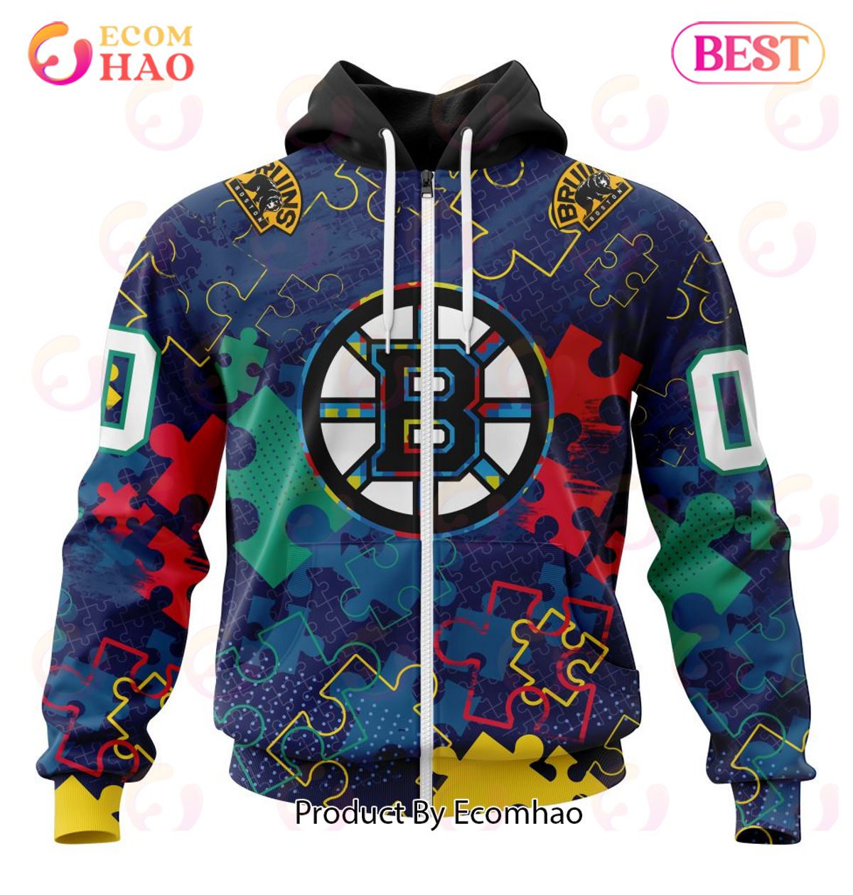 NHL Boston Bruins Specialized Fearless Aganst Autism 3D Hoodie