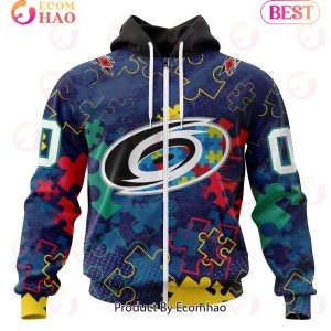 NHL Carolina Hurricanes Specialized Fearless Aganst Autism 3D Hoodie