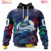 NHL Columbus Blue Jackets Specialized Fearless Aganst Autism 3D Hoodie