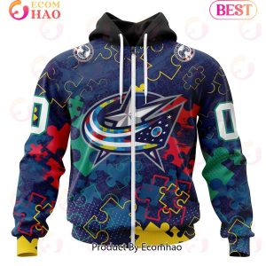 NHL Columbus Blue Jackets Specialized Fearless Aganst Autism 3D Hoodie