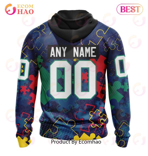 NHL Columbus Blue Jackets Specialized Fearless Aganst Autism 3D Hoodie