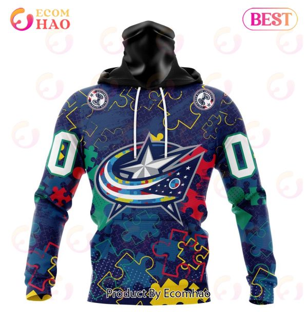 NHL Columbus Blue Jackets Specialized Fearless Aganst Autism 3D Hoodie
