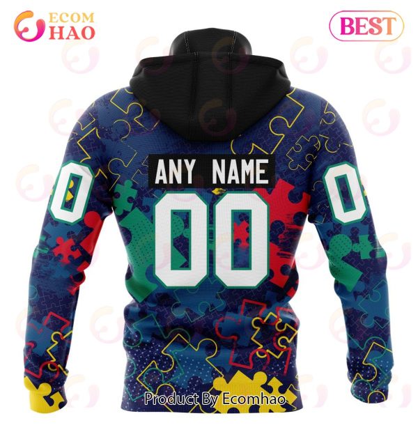 NHL Columbus Blue Jackets Specialized Fearless Aganst Autism 3D Hoodie