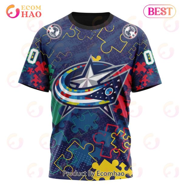 NHL Columbus Blue Jackets Specialized Fearless Aganst Autism 3D Hoodie