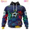 NHL Columbus Blue Jackets Specialized Fearless Aganst Autism 3D Hoodie