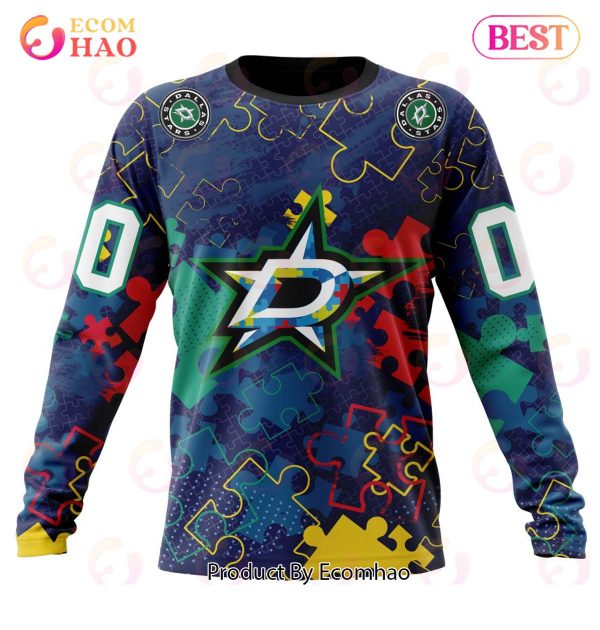 NHL Dallas Stars Specialized Fearless Aganst Autism 3D Hoodie