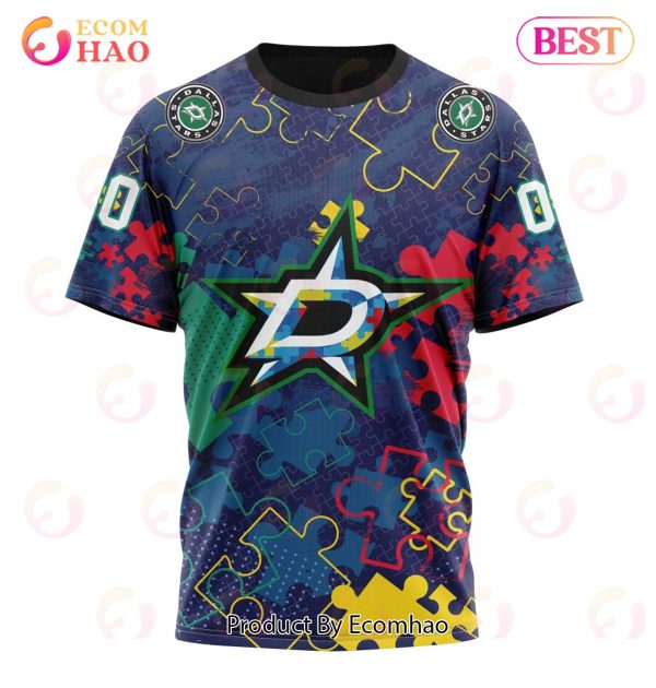 NHL Dallas Stars Specialized Fearless Aganst Autism 3D Hoodie
