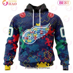 NHL Detroit Red Wings Specialized Fearless Aganst Autism 3D Hoodie