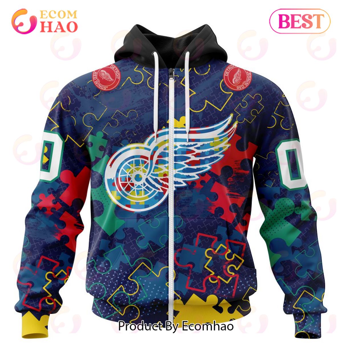 NHL Detroit Red Wings Specialized Fearless Aganst Autism 3D Hoodie